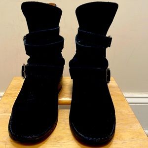 Fiorentini + Baker Suede Mid-Calf Moto Boots